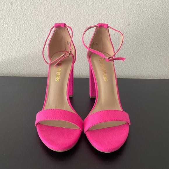 Women’s Pink Block Heel Sandals - Picture 1 of 4